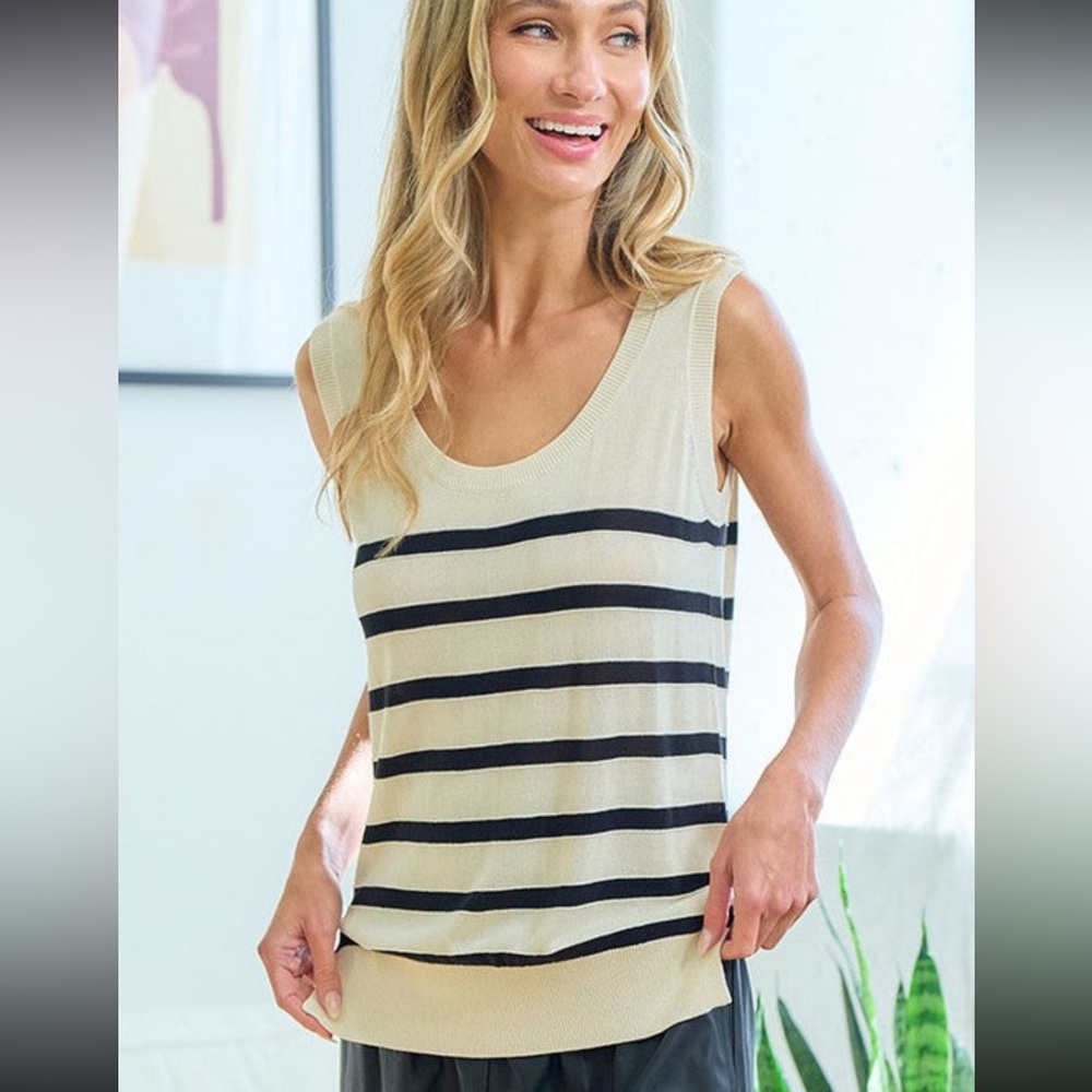 Striped Sleeveless Knit Top